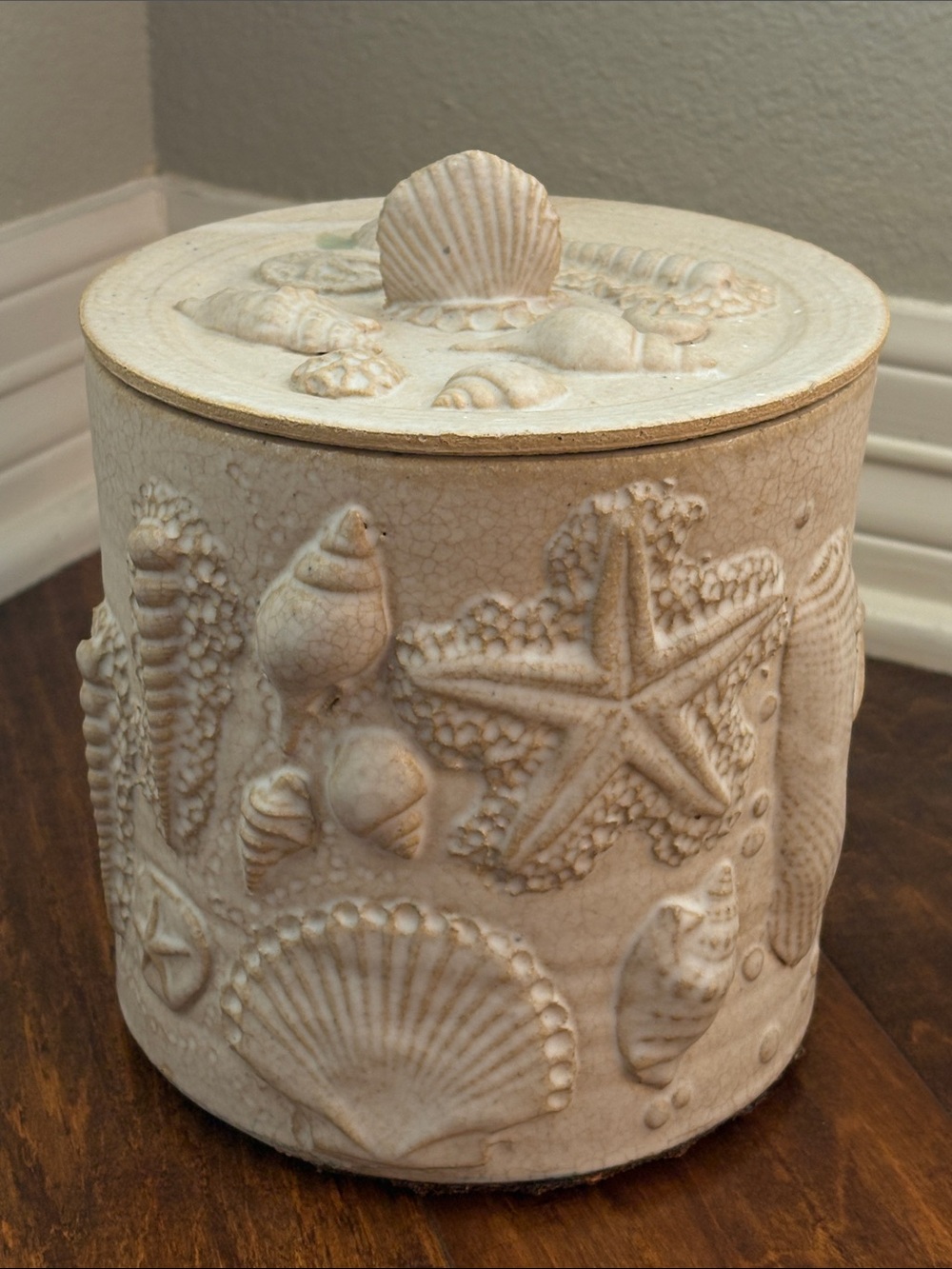 Ceramic Sea Shell Canister Ice Bucket Storage